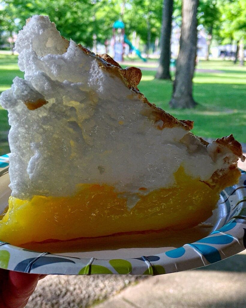 Mile High Lemon Meringue Pie at a Picnic