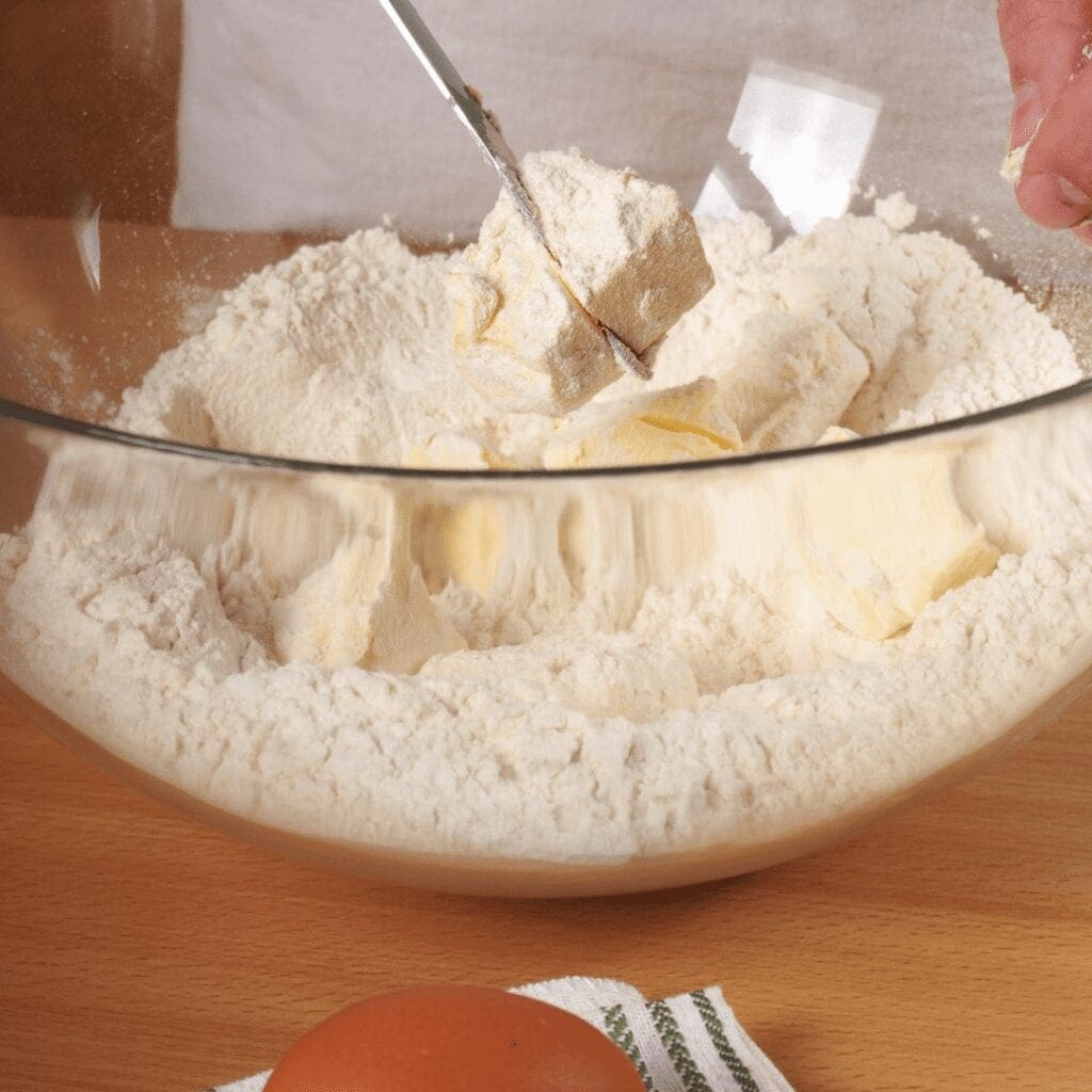 cutting butter into flour