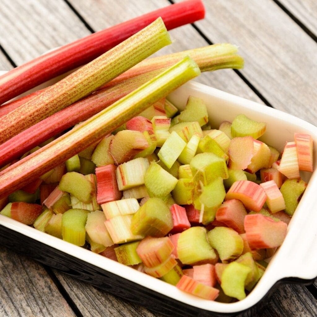 Cleaning and Dicing the Rhubarb