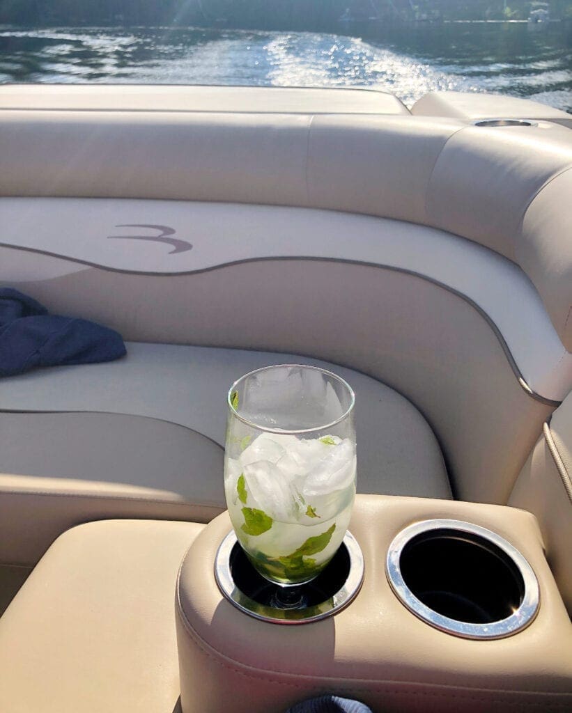 Enjoying a Beverage on a Pontoon Boat