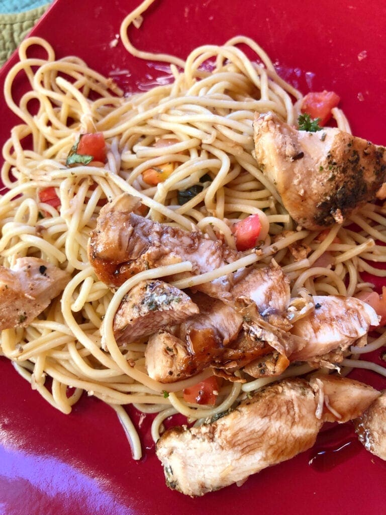 Bruschetta Chicken Pasta Salad Served Cold