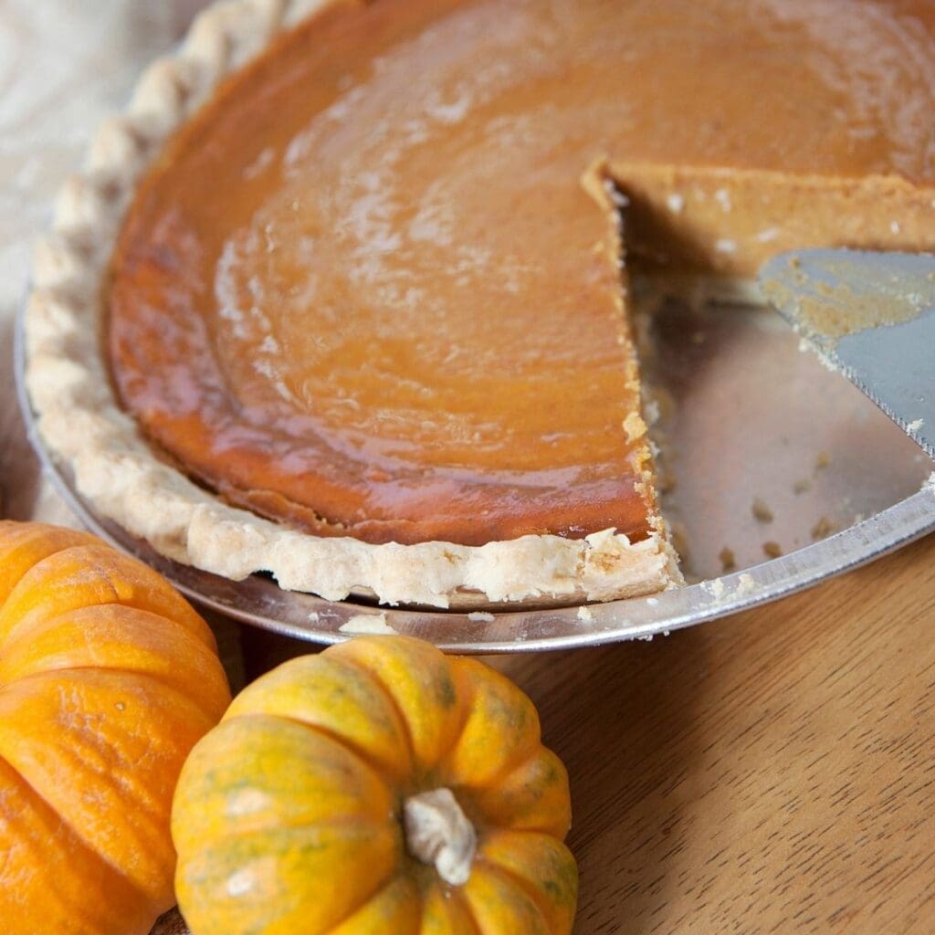 Pumpkin Pie Baked in a Pie Tin