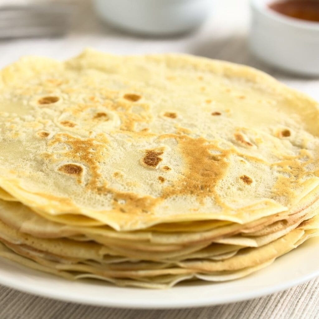 Stack of Cooked Delicate Crepes