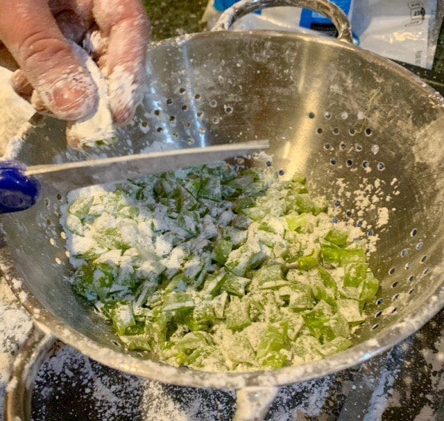 Cutting up Green Apple Candy