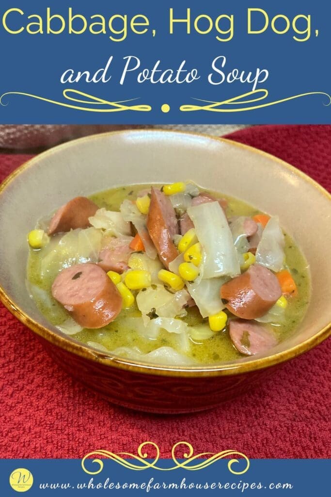 Cabbage Hog Dog and Potato Soup bowl