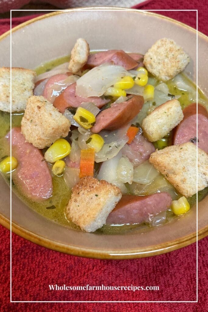 Cabbage Soup with Croutons