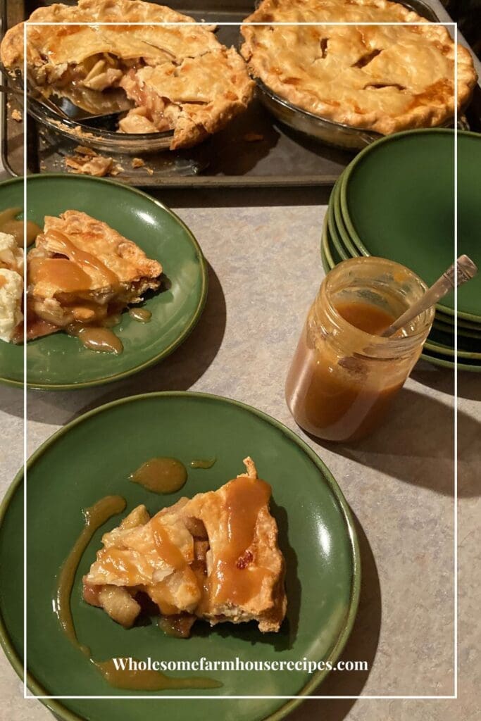 Serving Apple Pies with the Caramel Topping