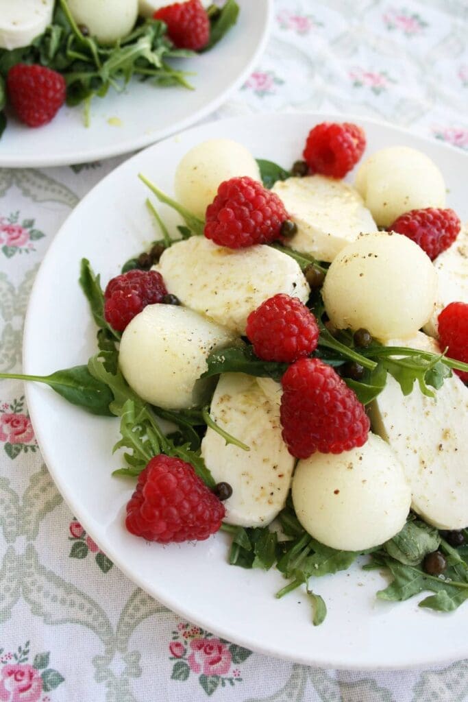 Mozzarella Melon Salad with Raspberries