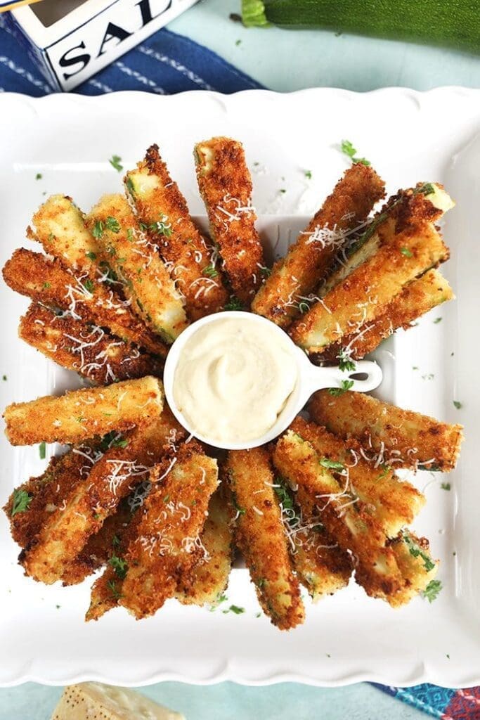 Parmesan Zucchini Fries Recipe plated