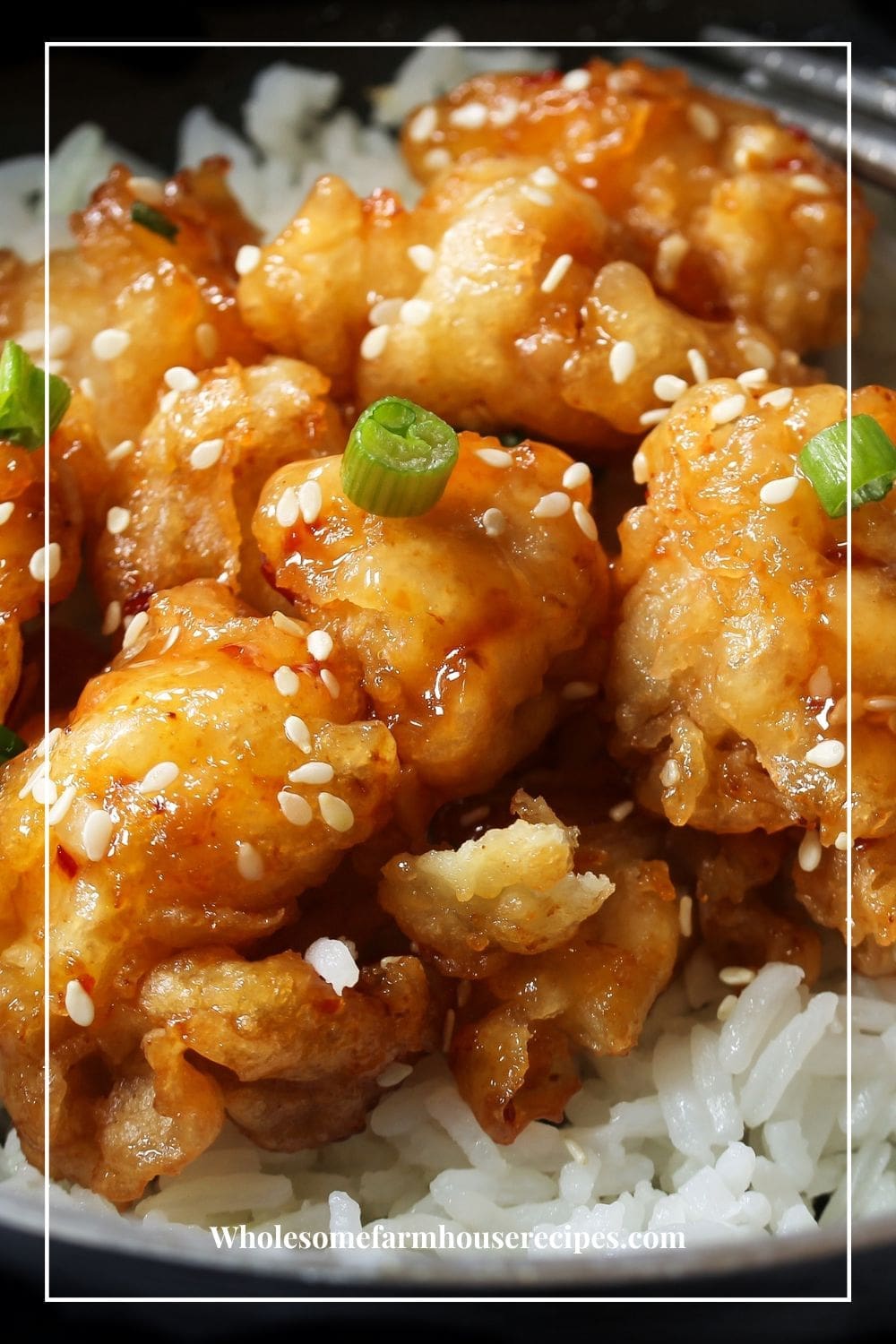 Sesame Chicken Served Over White Rice