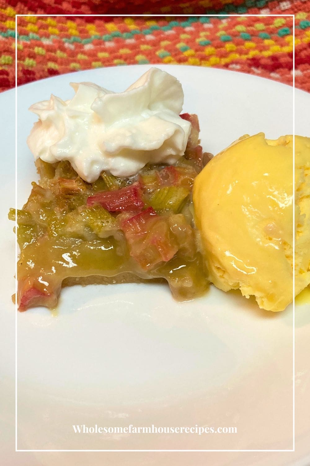 Rhubarb Dessert Served with Ice Cream