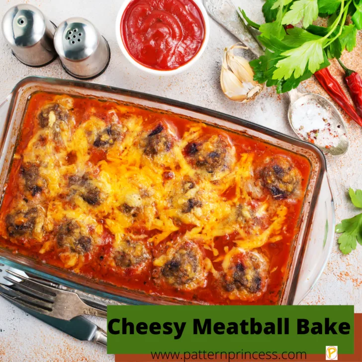 Cheesy meatball bake