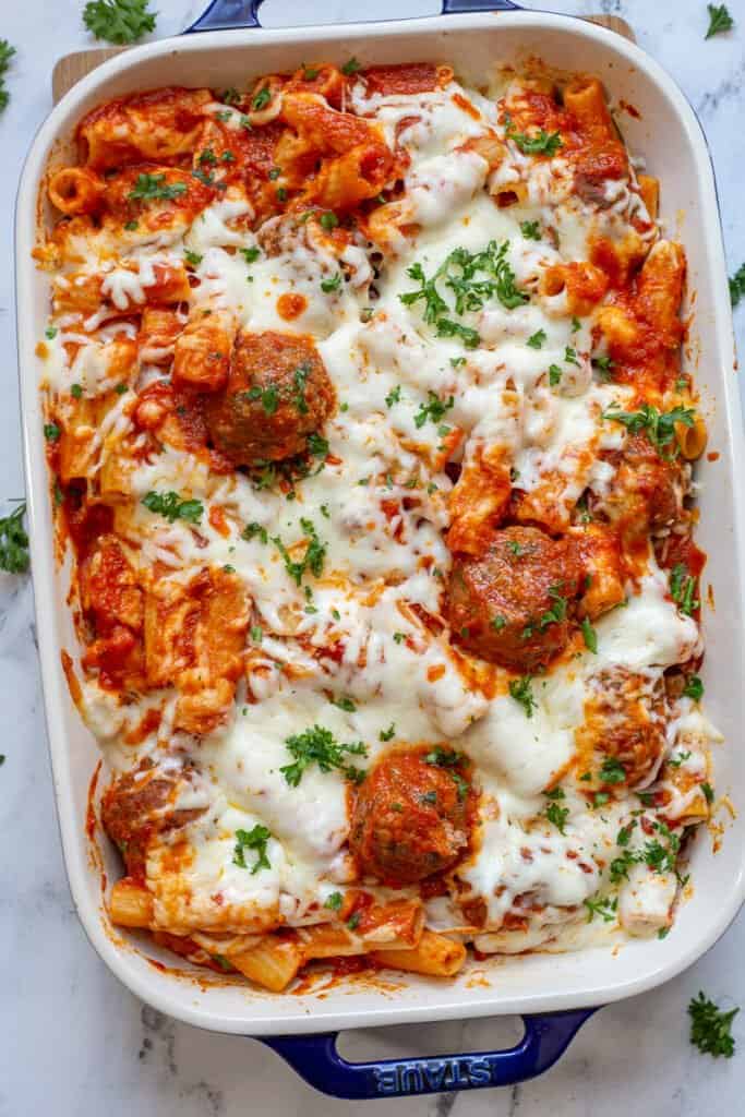 BAKED ZITI WITH MEATBALLS