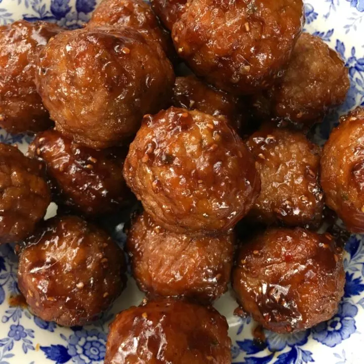 Slow Cooker Raspberry Balsamic Glazed Meatballs