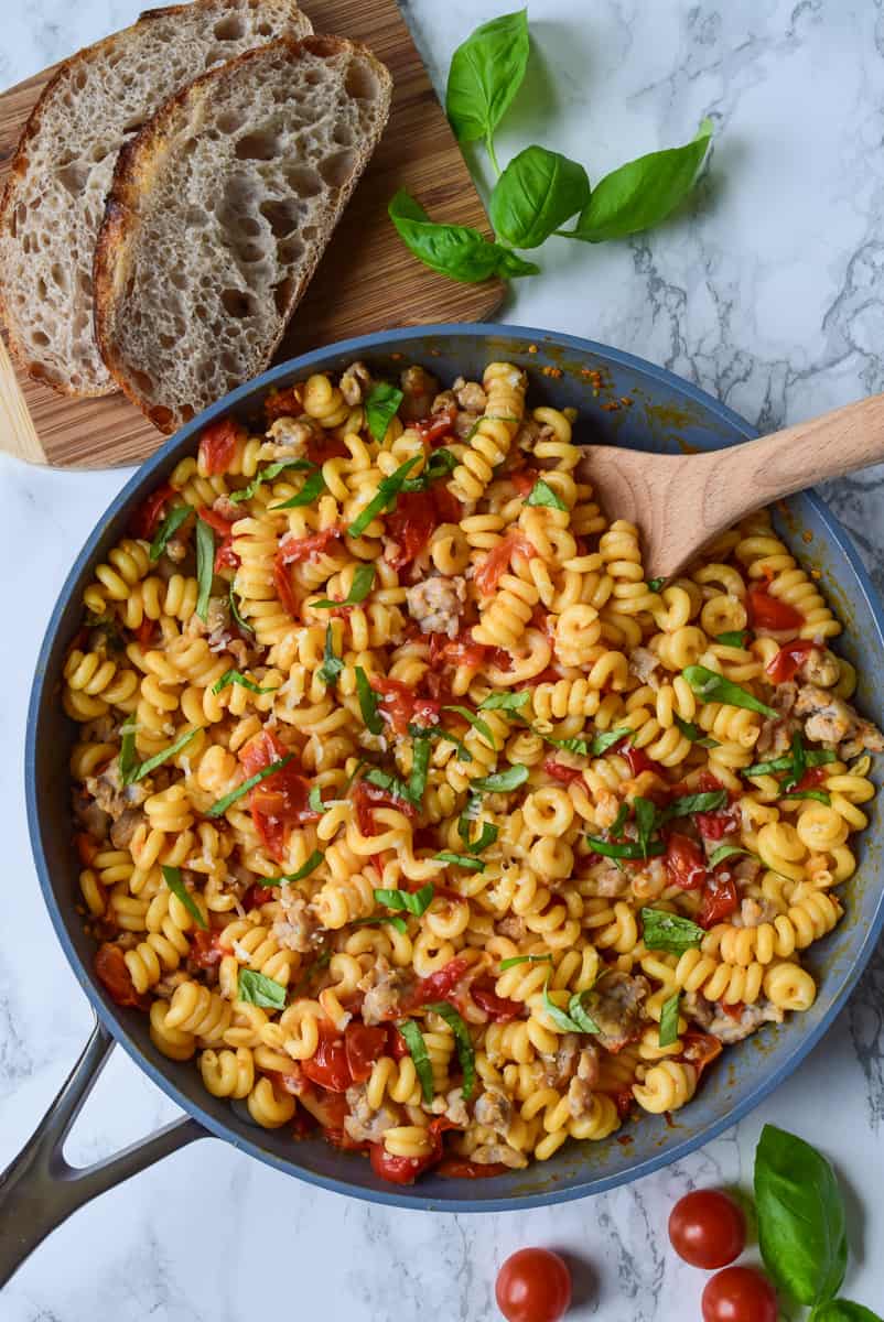 Cherry Tomato and Chicken Sausage Pasta