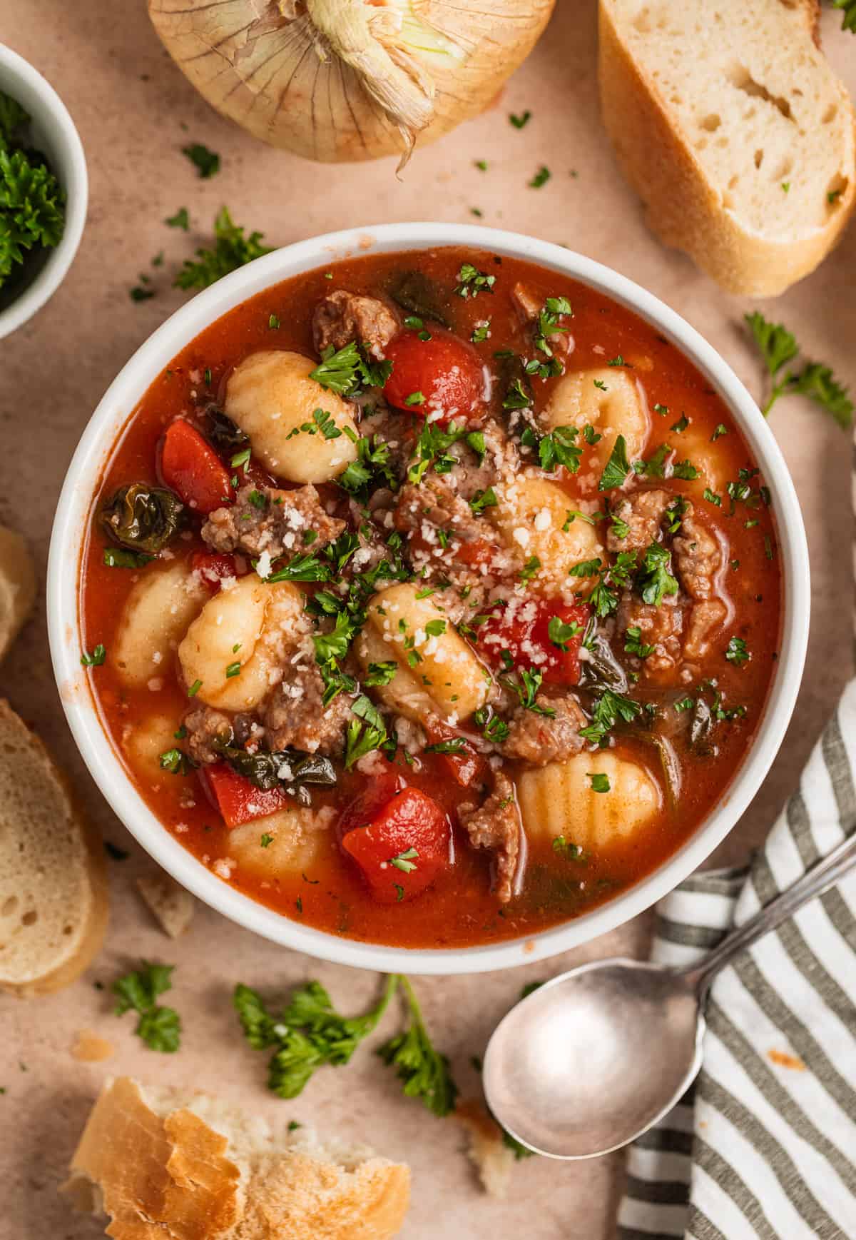 SAUSAGE GNOCCHI SOUP in bowl