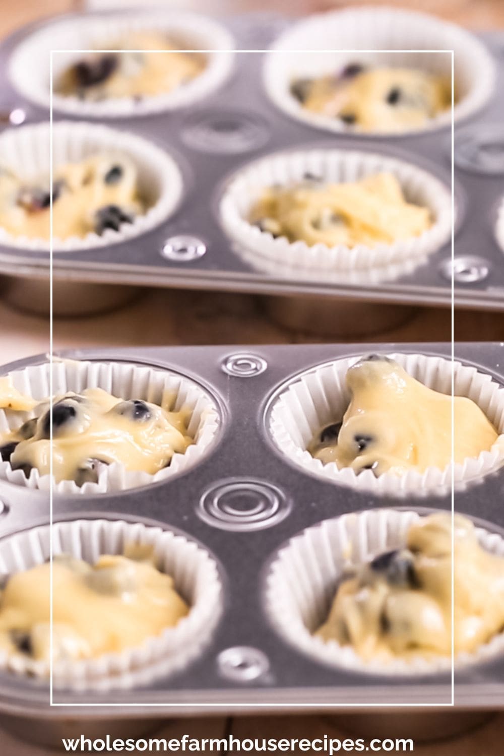 Filling Muffin Cups with Blueberry Batter