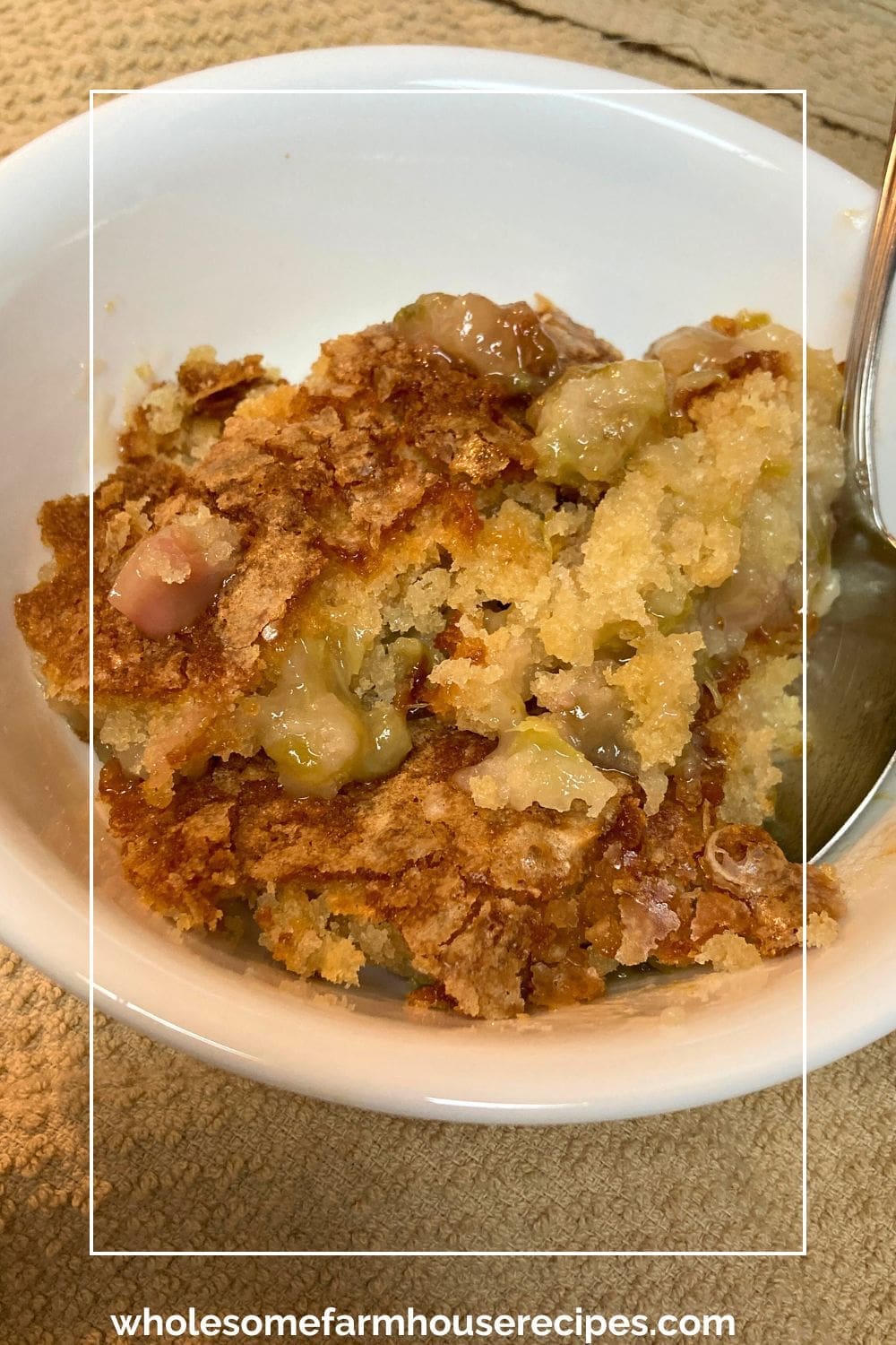 Bowl of Rhubarb Sticky Pudding Dessert