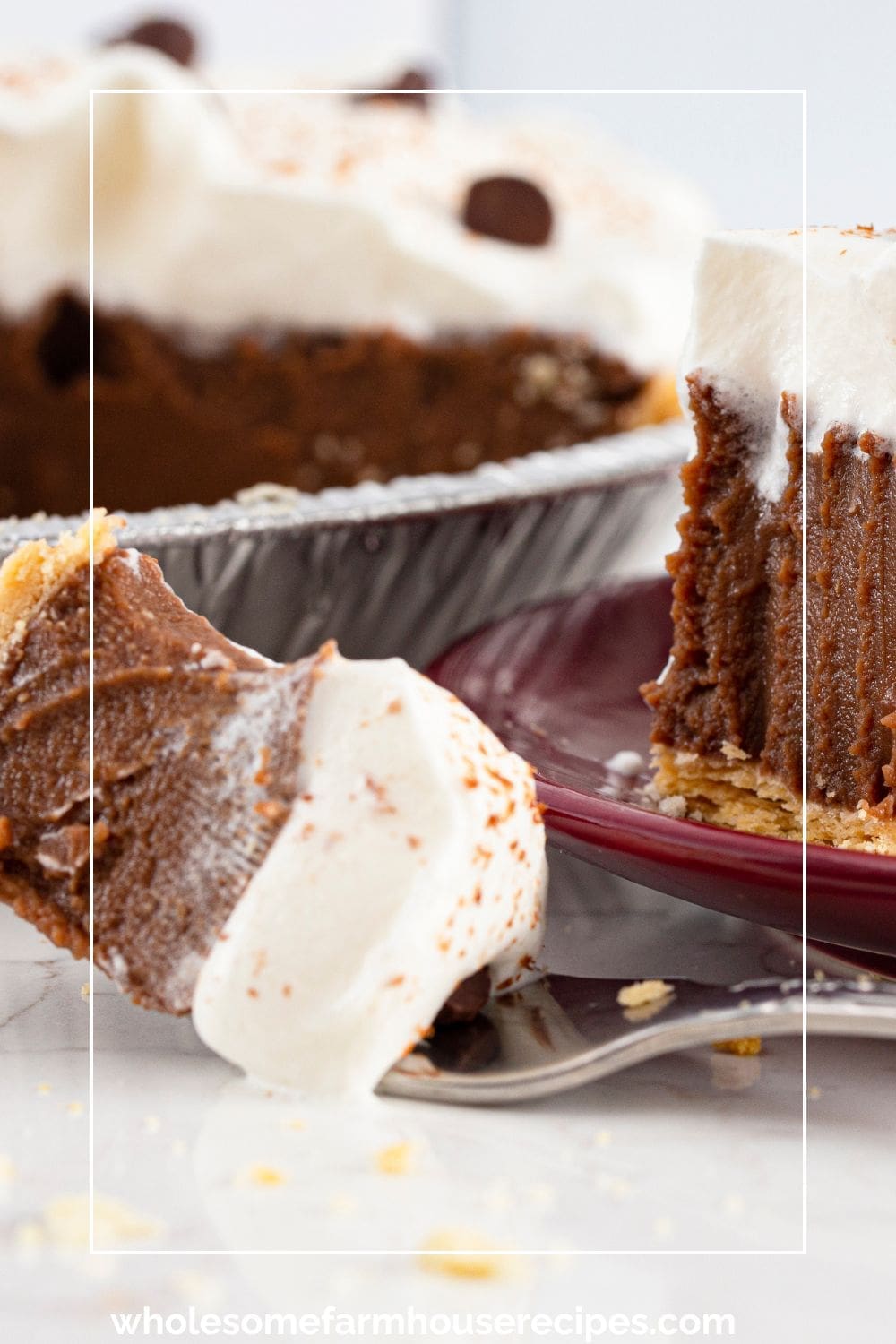 Serving Homemade Chocolate Fudge Pie with Whipping Cream