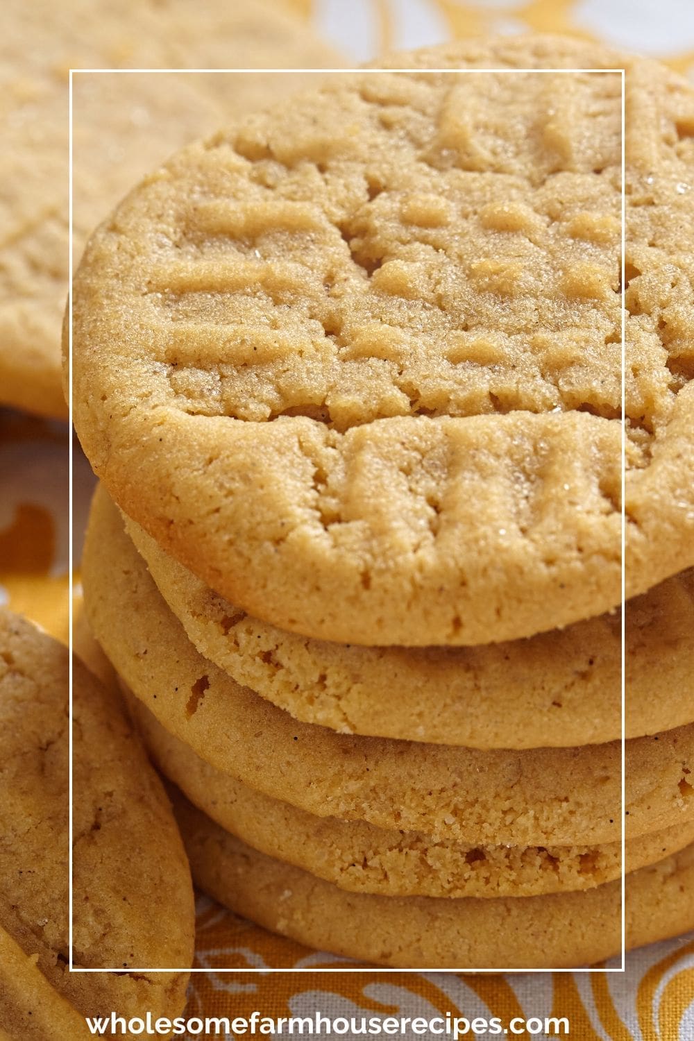 Stack of cooled homemade peanut butter cookies