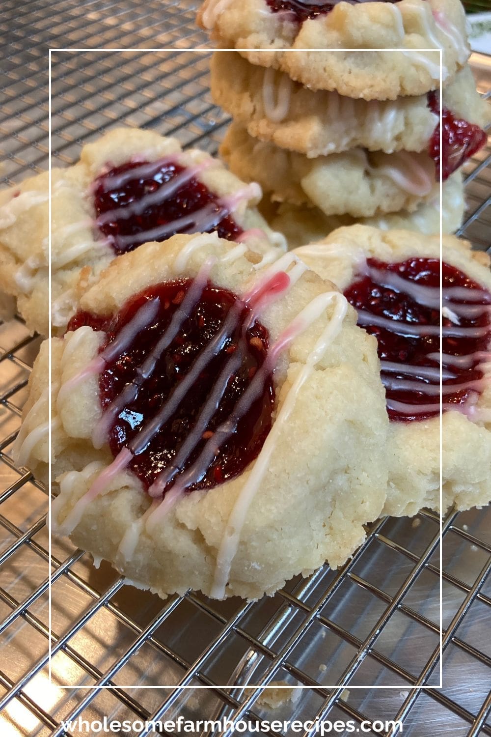 Raspberry Thumbprint Cookies Cooling