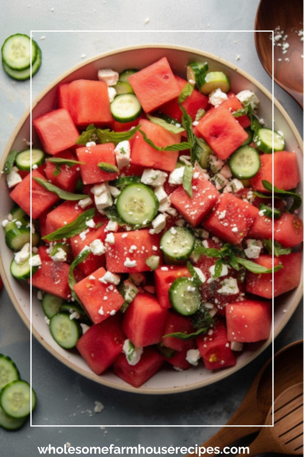 Simple Watermelon Mint Cucumber and Feta