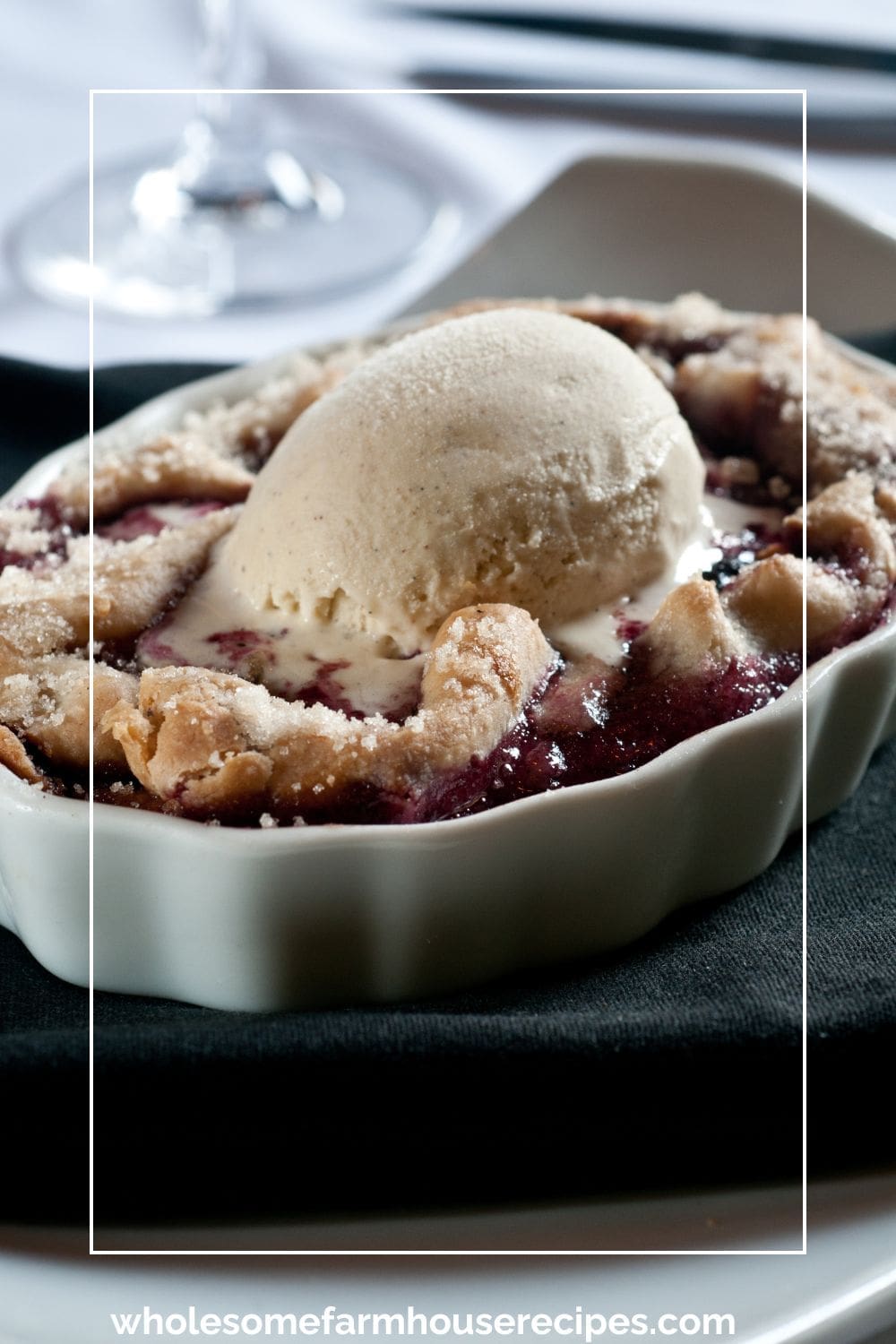 Blackberry Cobbler Individual Serving with Vanilla Ice Cream