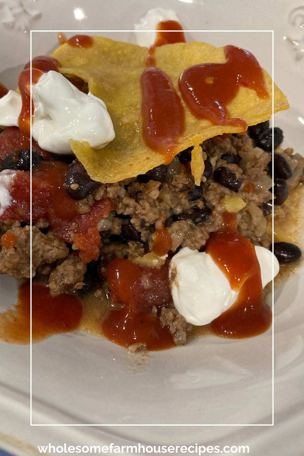 Taco Casserole with Sour Cream and Sauce