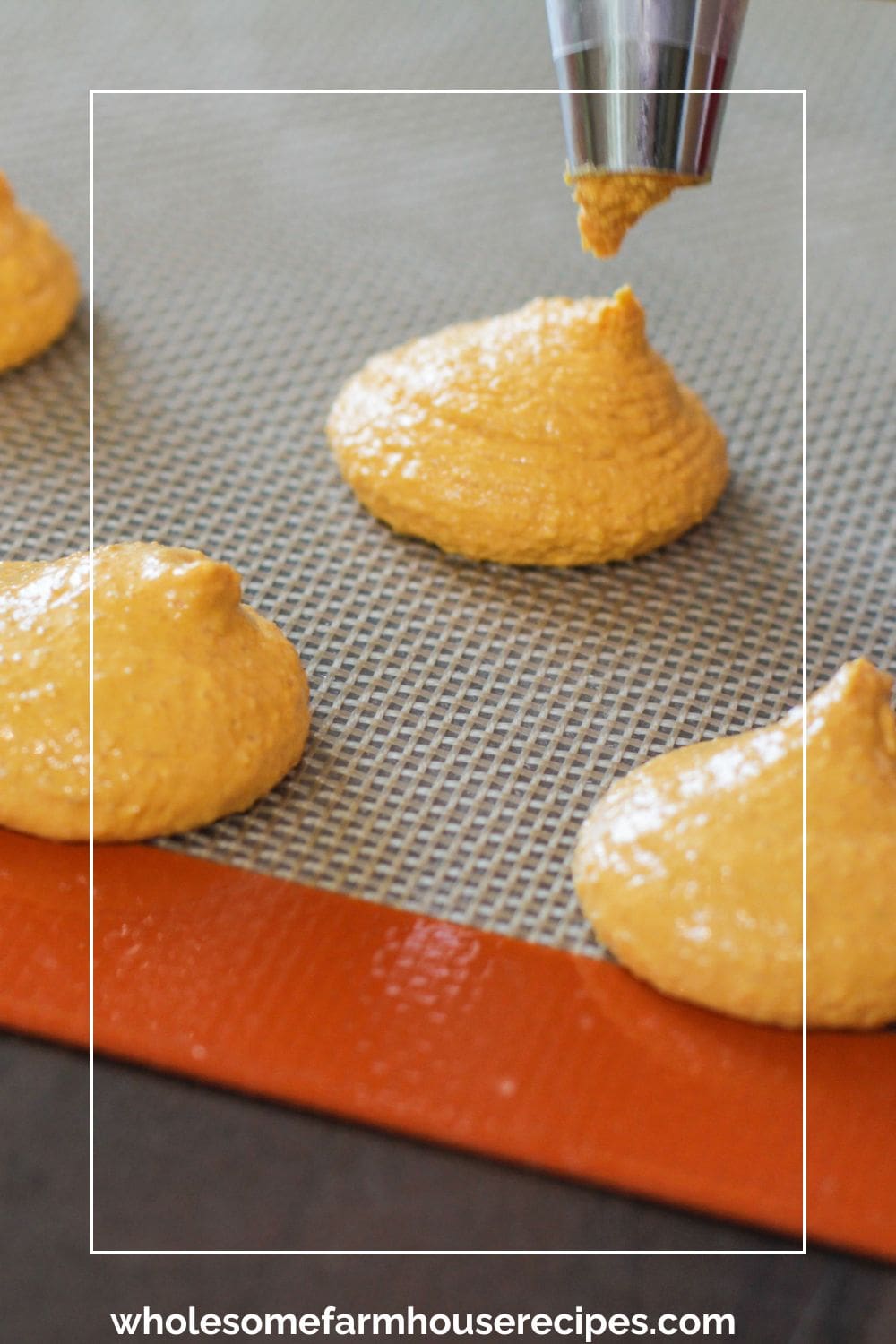 Piping Macarons on Baking Sheet