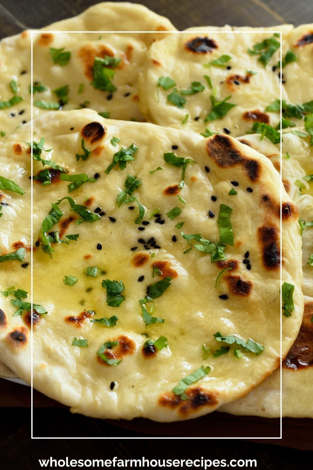Homemade Naan Bread with Garlic Sauce and Herbs
