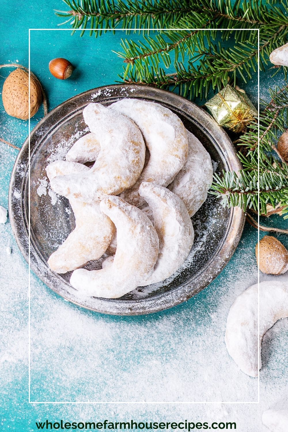 Pecan Crescent Cookies with Extra Powdered Sugar