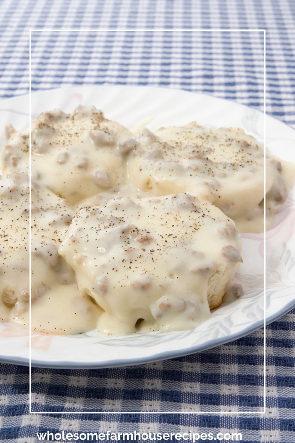 Plate of Biscuits Smothered in Sausage Gravy