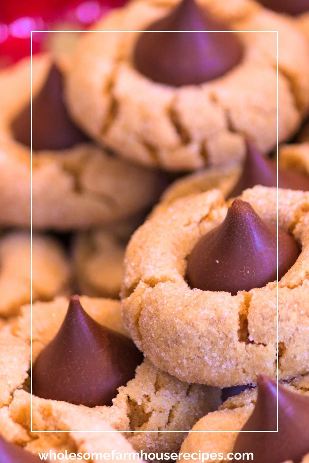 Platter filled with Hersheys Kisses Peanut Butter Blossom Cookies