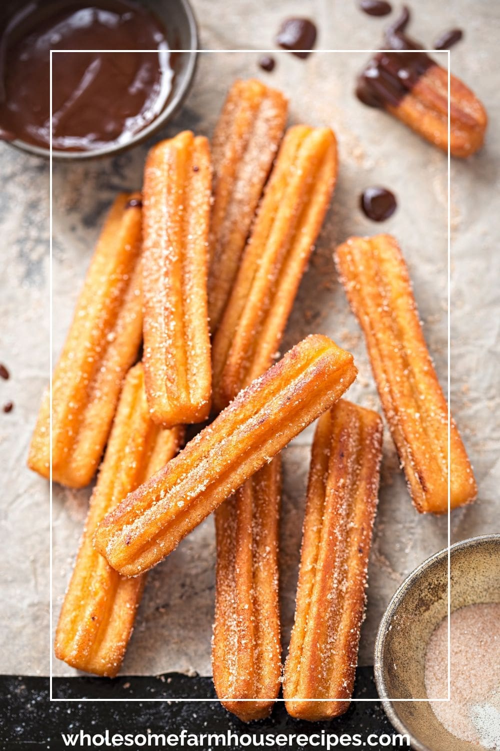 Baked Churros with Chocolate Dipping Sauce