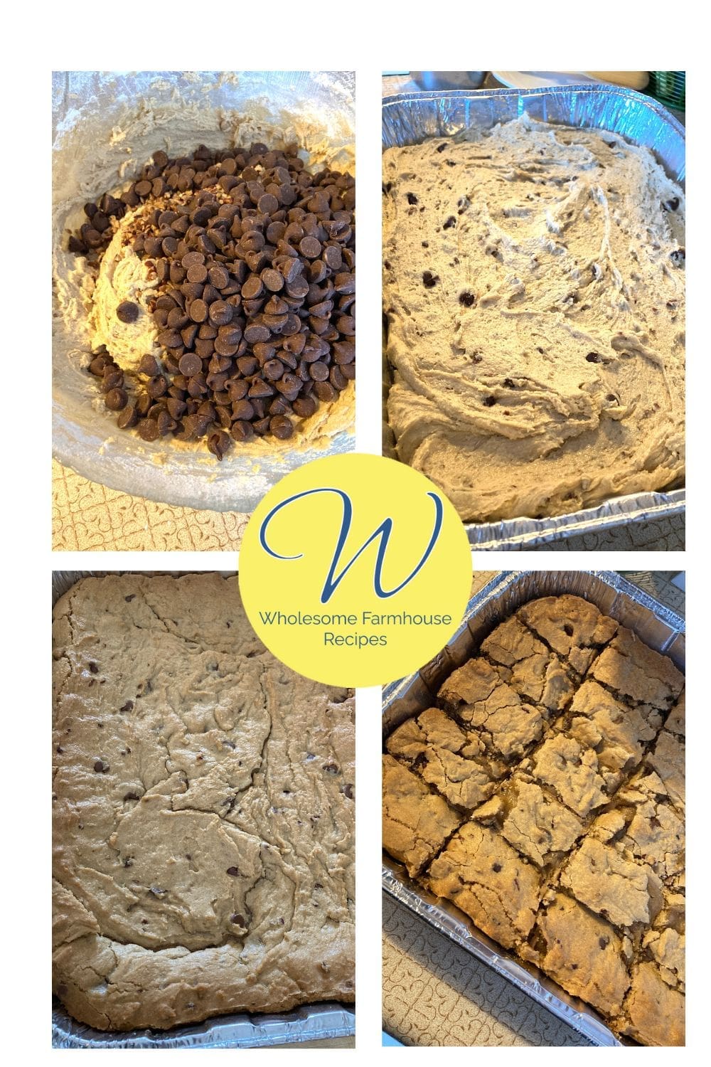 Making chocolate chip cookie bars