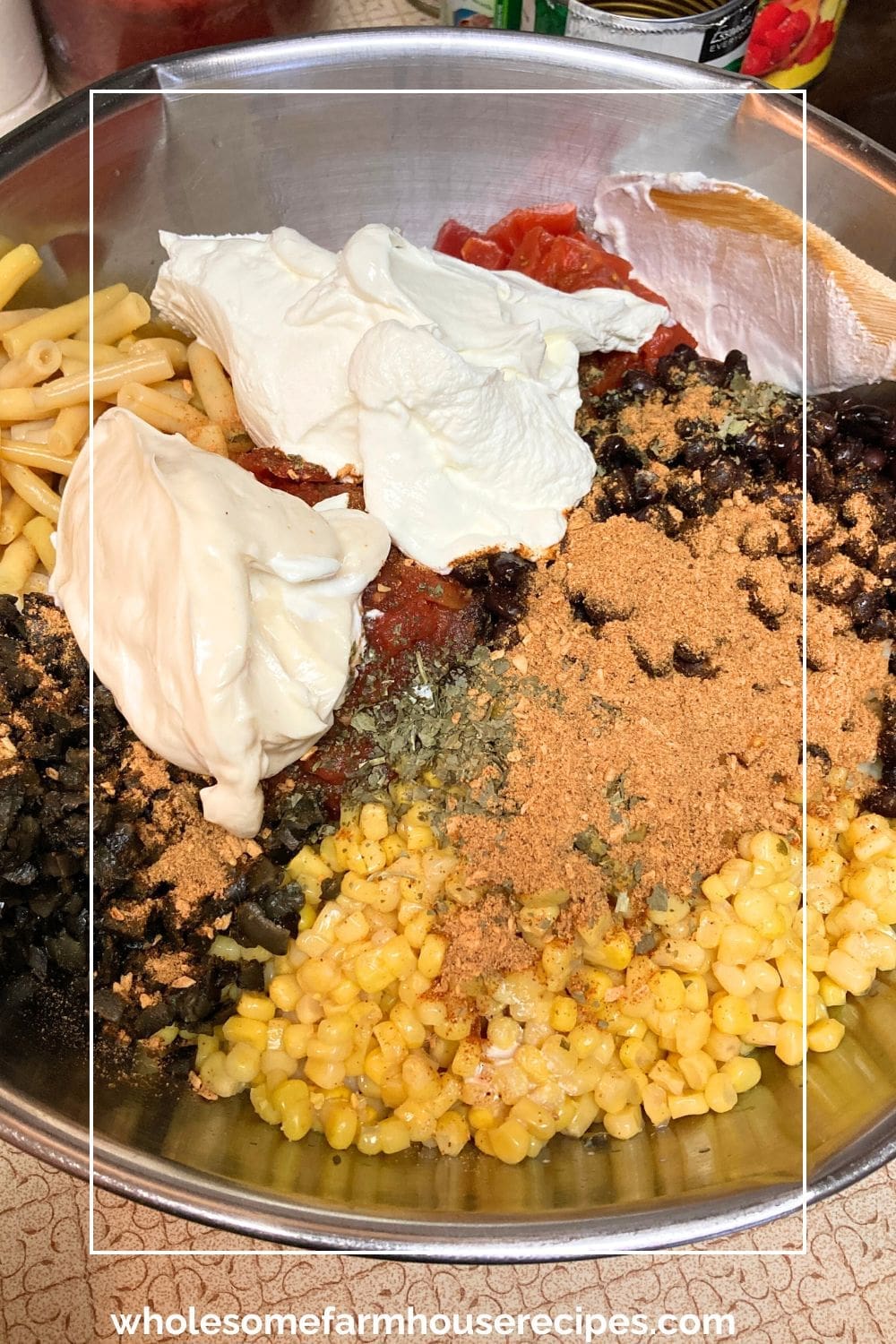 making cold taco flavor noodle salad