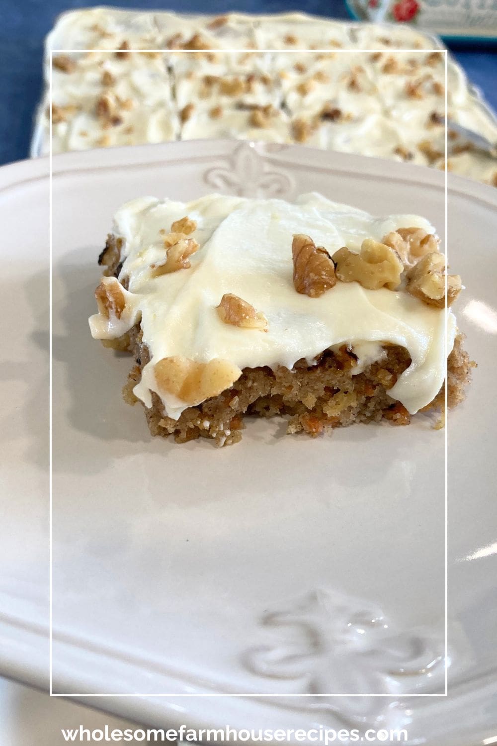 Serving a piece of carrot cake bars