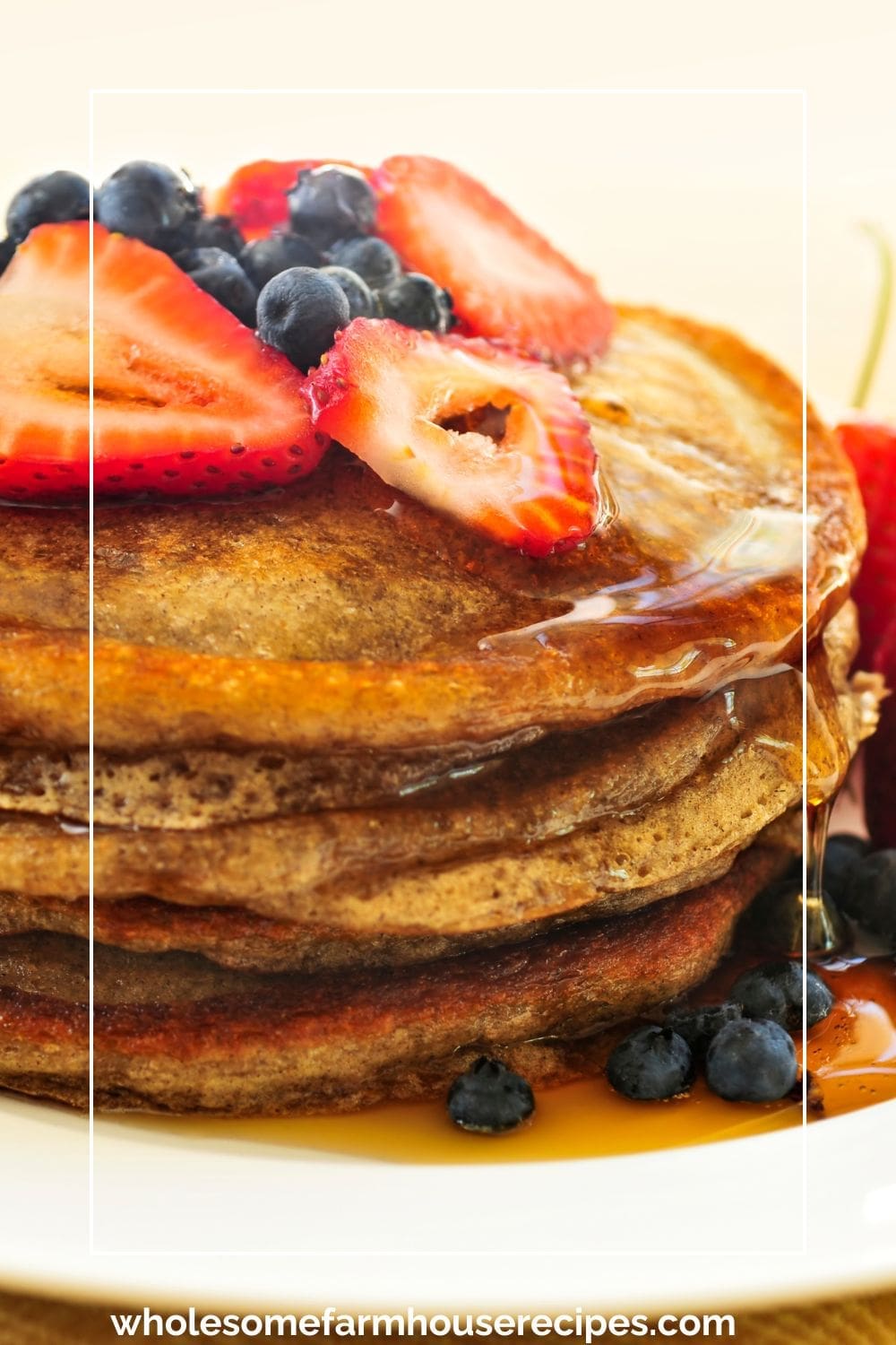 Fluffy Pancakes with Maple Syrup and Fresh Fruit