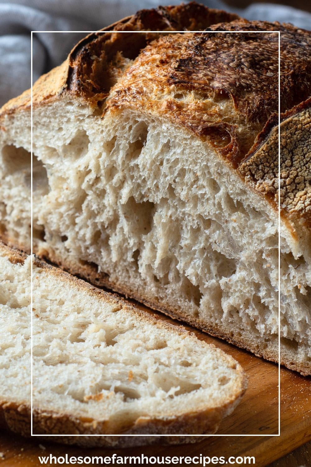 sliced no-knead sourdough bread