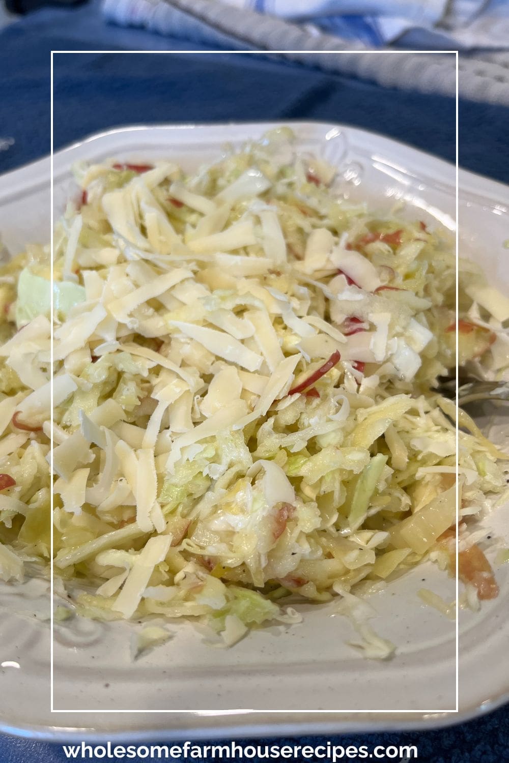 Coleslaw Side Dish Topped with Shredded Cheese