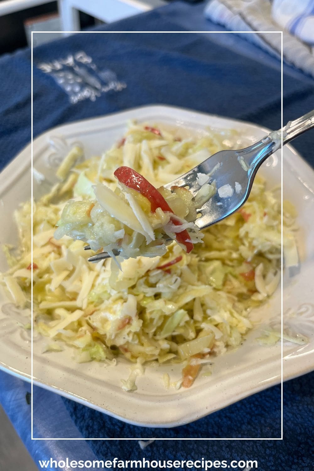 Eating the Creamy and Tangy Apple Slaw