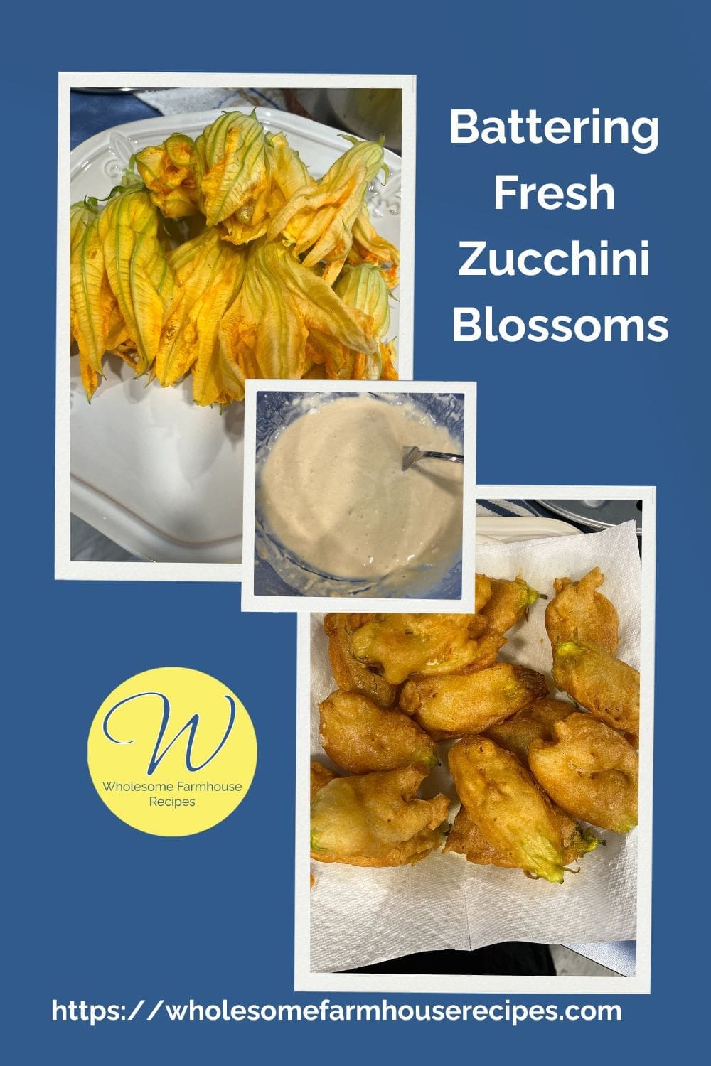 Battering Fresh Zucchini Blossoms
