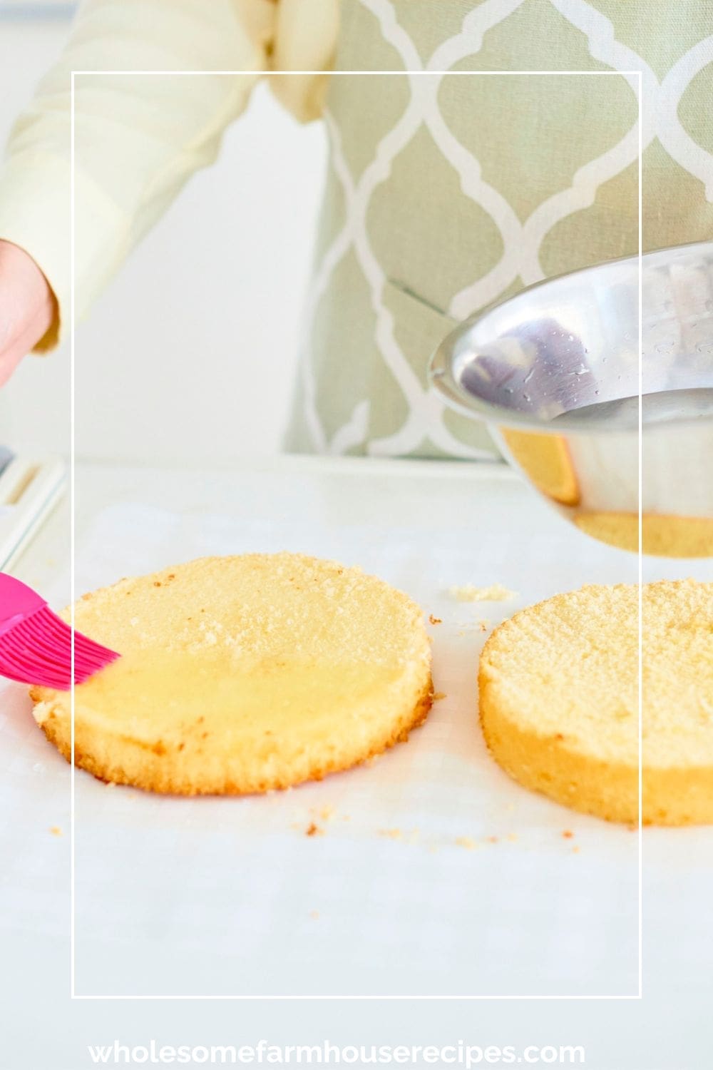 Brushing Simple Syrup on Cake layers