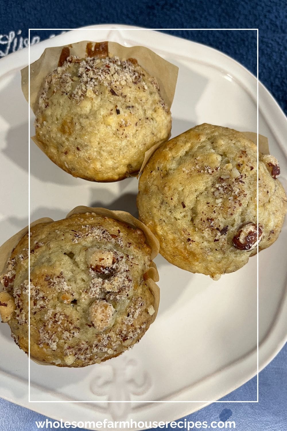 Three Moist Banana Muffins bakery style