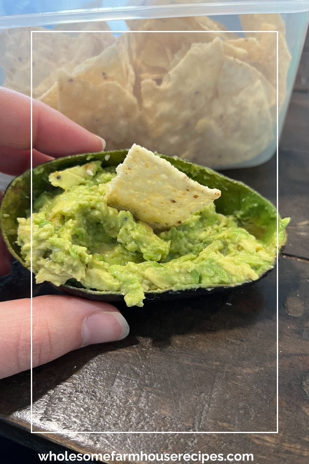 simple and quick guacamole right in the shell