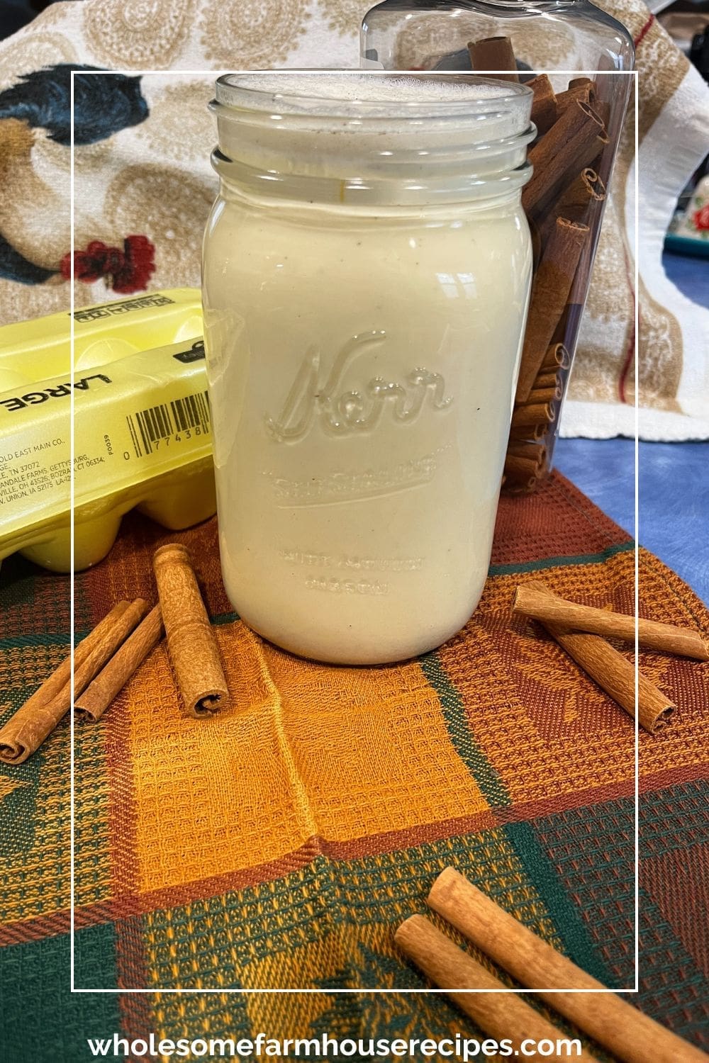 jar of homemade eggnog