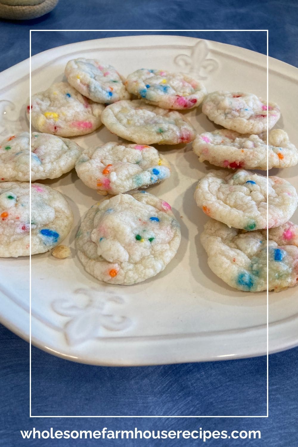 Easy Buttery Mini Sprinkle Cookies on Plate