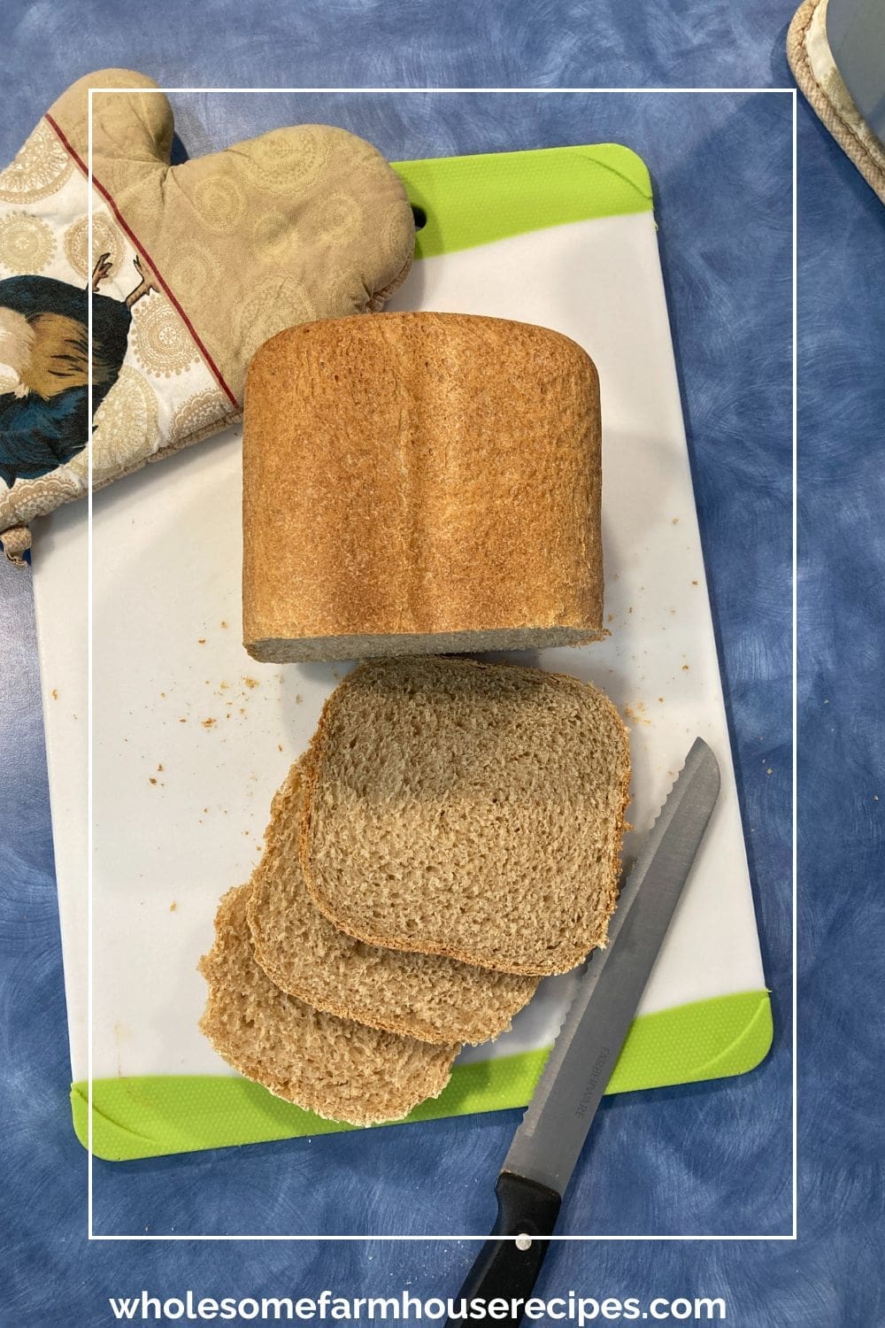 slicing homemade bread
