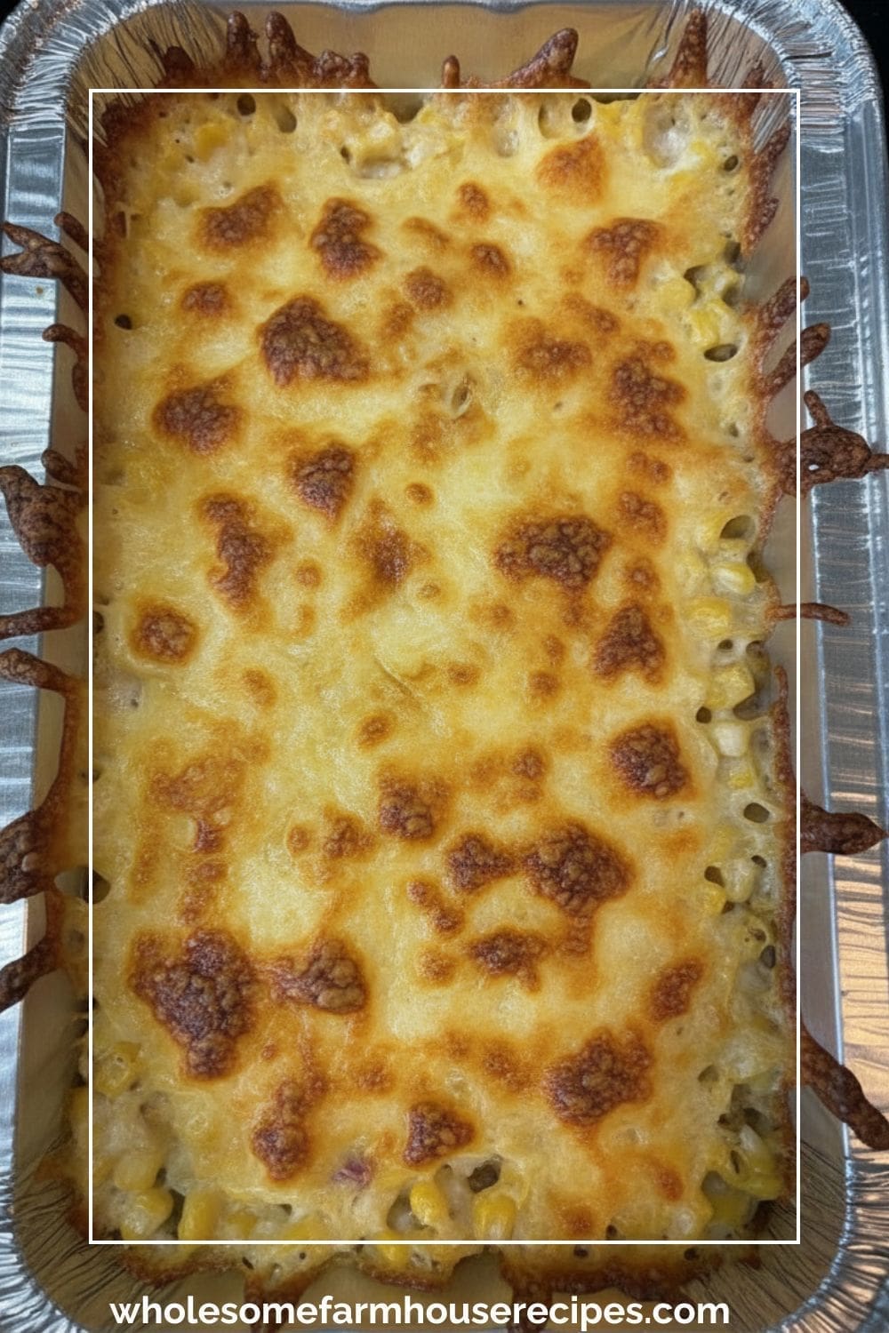 Cheesy Corn Dip Baked with Extra Cheese on Top