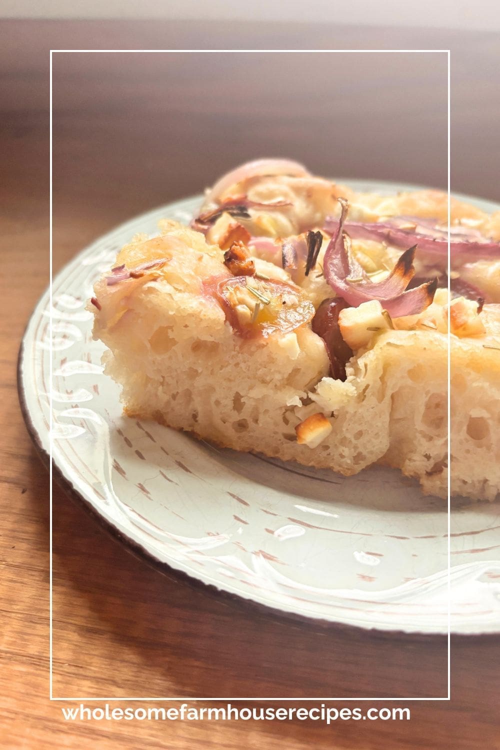 Homemade Sourdough Focaccia with Grapes and Onions